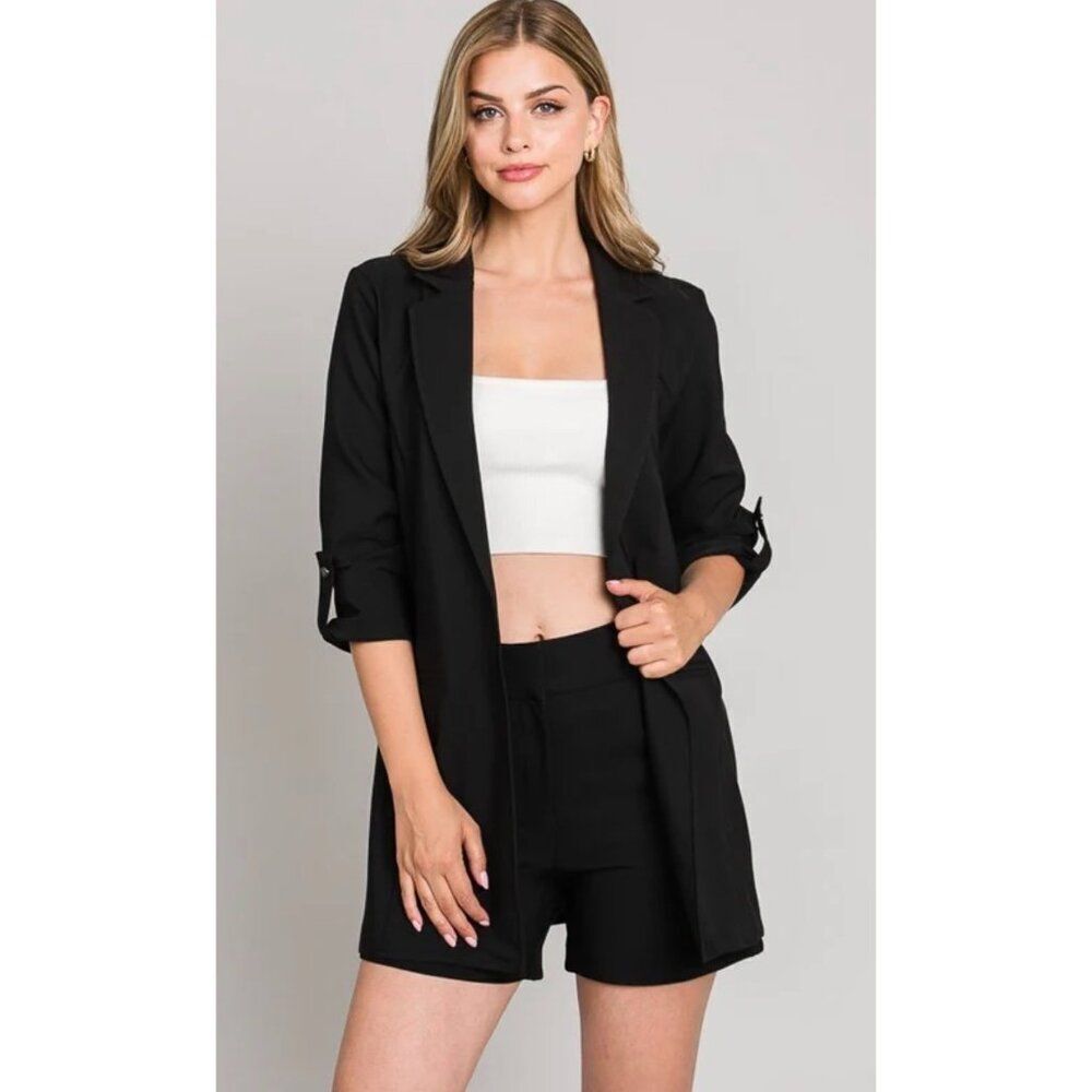 Anne Klein Women’s Black Open Front 3/4 Sleeve Blazer Size 3X